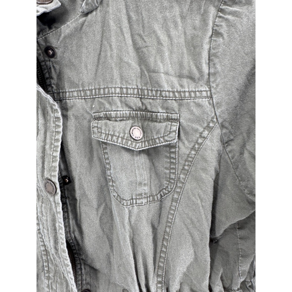Made by Johnny Womens Olive Green Utility Jacket Hoodie Drawstring Waist Size XL - Picture 8 of 16